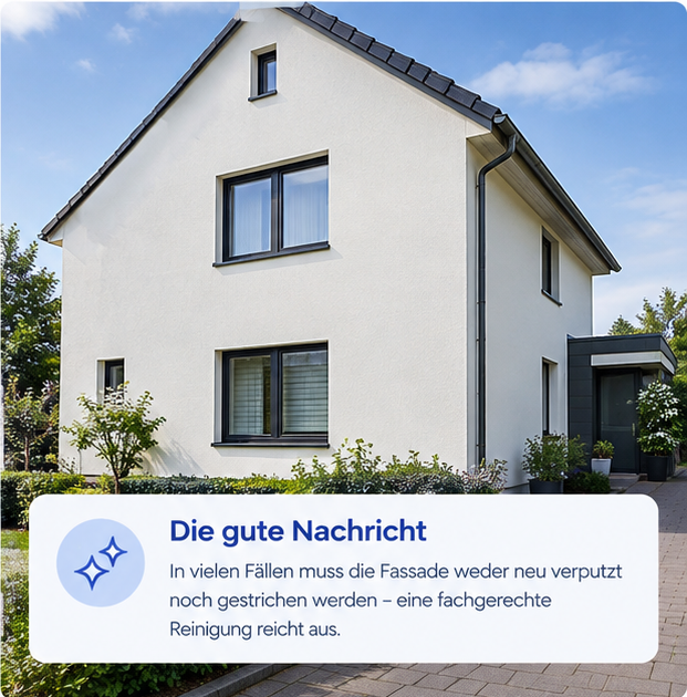 Gereinigte helle Putzfassade